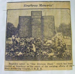 Strathroy Memorial ca. 1924